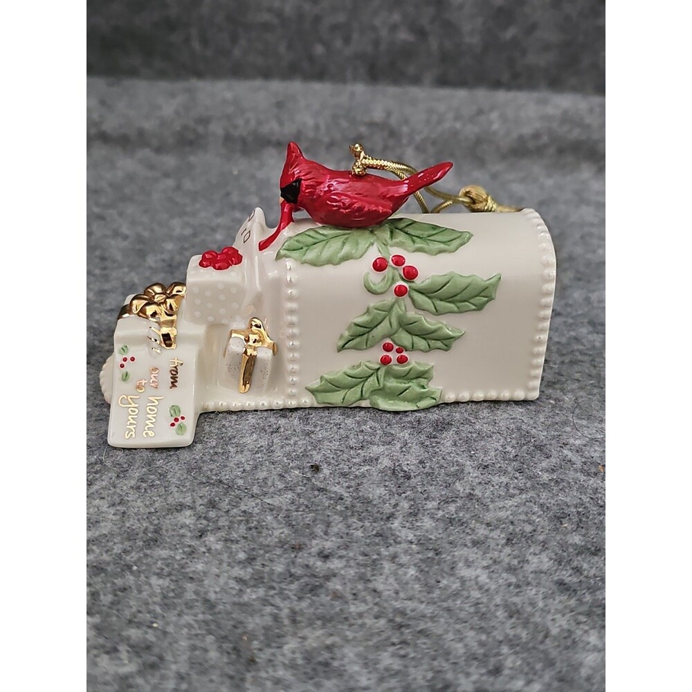 Lenox “Gifts and Greetings”, Christmas Ornament 2008 Mailbox with Cardinal.
